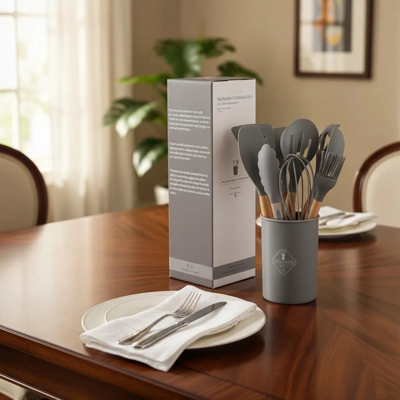 SET DE 12 UTENSILIOS DE COCINA EN SILICONA RESISTENTES Y DURADEROS - 1
