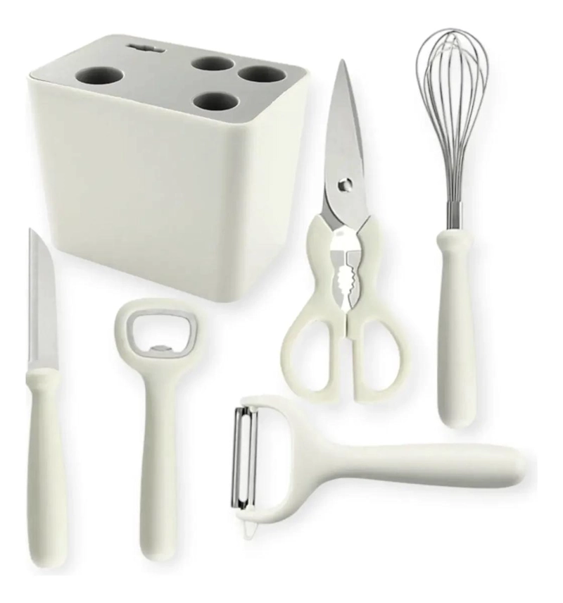 SET DE UTENSILIOS DE COCINA CON SOPORTE DE 6 PIEZAS PARA USO DIARIO - 2