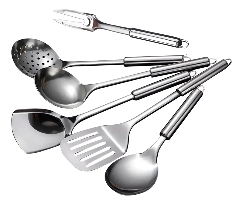 SET DE 6 UTENSILIOS DE COCINA EN ACERO INOXIDABLE DE ALTA CALIDAD - 1