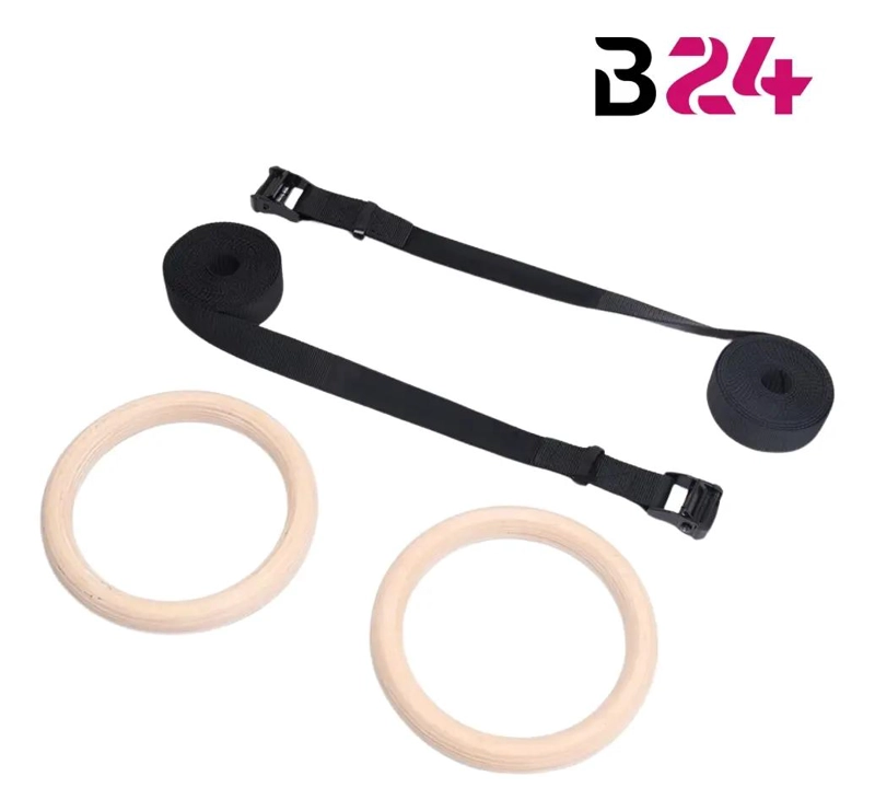 ANILLAS DE MADERA PARA EJERCICIOS CON HEBILLAS METALICAS RESISTENTES - 1