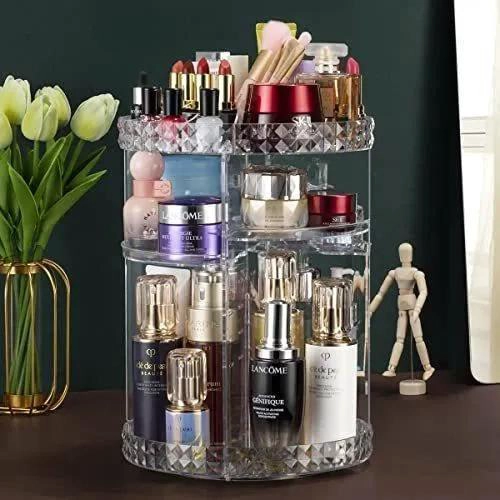 ORGANIZADOR GIRATORIO ACRILICO PARA COSME TICOS CON MULTIPLES COMPARTIMENTOS - 3