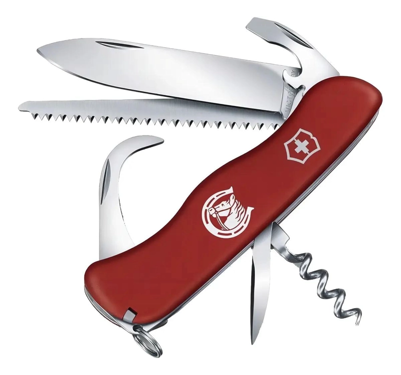 NAVAJA MULTIUSOS CON DISEÑO ECUESTRE Y COLOR ROJO VIBRANTE - 1
