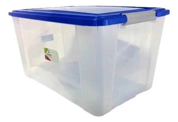 CAJA ORGANIZADORA GRANDE TRANSPARENTE CON TAPA CAPACIDAD 68 LITROS - 1