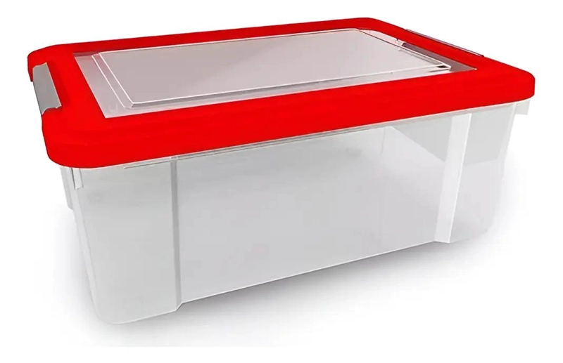 CAJA ORGANIZADORA GRANDE TRANSPARENTE CON TAPA CAPACIDAD 68 LITROS - 4