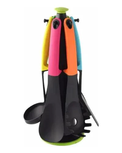 SET DE 6 UTENSILIOS DE COCINA CON MANGO DE SILICONA Y ESPATULA - 1