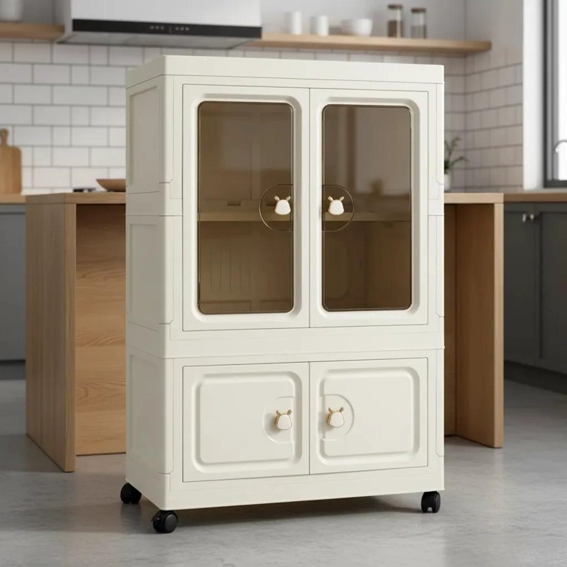 GABINETE ORGANIZADOR PLASTICO PLEGABLE CON PUERTAS MODERNAS PARA ALMACENAMIENTO - 2