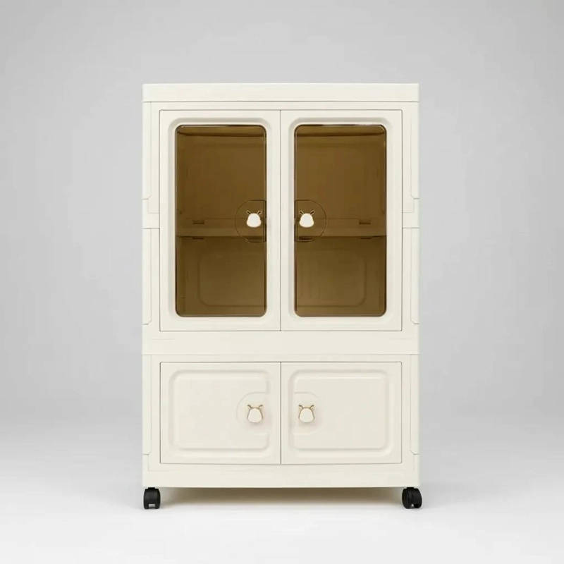 GABINETE ORGANIZADOR PLASTICO PLEGABLE CON PUERTAS MODERNAS PARA ALMACENAMIENTO - 4