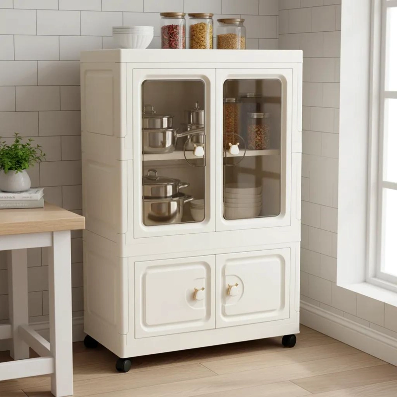 GABINETE ORGANIZADOR PLASTICO PLEGABLE CON PUERTAS MODERNAS PARA ALMACENAMIENTO - 5
