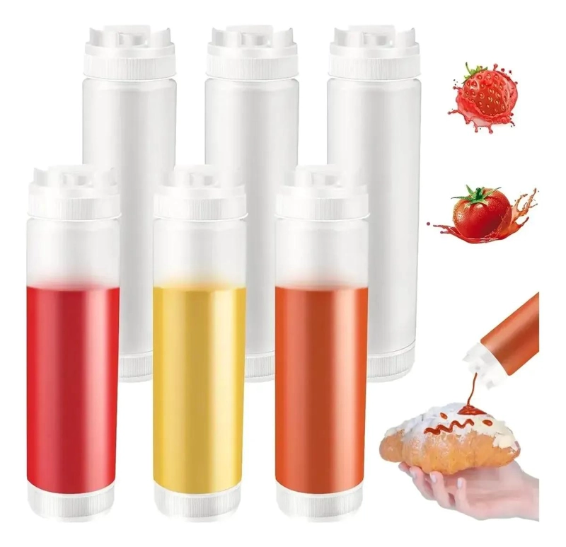 SET DE 6 DISPENSADORES PLASTICOS PARA SALSA CON CAPACIDAD DE 600 ML - 1