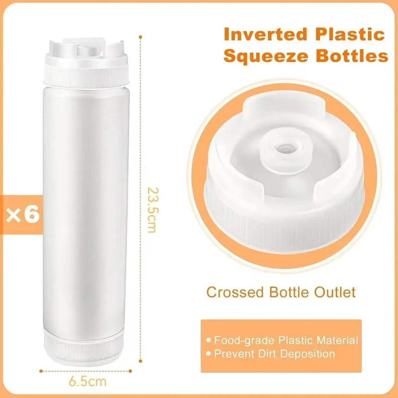 SET DE 6 DISPENSADORES PLASTICOS PARA SALSA CON CAPACIDAD DE 600 ML - 2