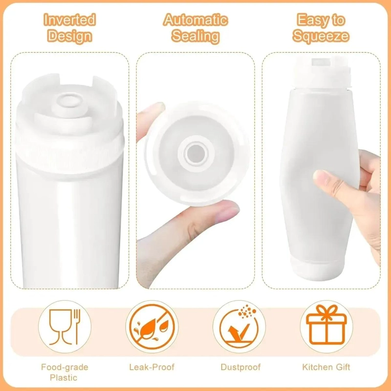 SET DE 6 DISPENSADORES PLASTICOS PARA SALSA CON CAPACIDAD DE 600 ML - 4