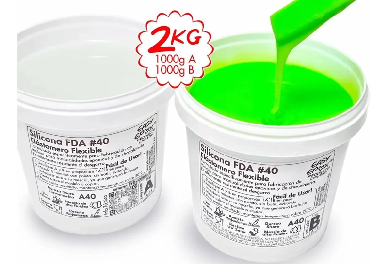 KIT DE SILICONA CAUCHO PARA RESINA EPOXICA Y CHOCOLATERIA 2 KG - 2