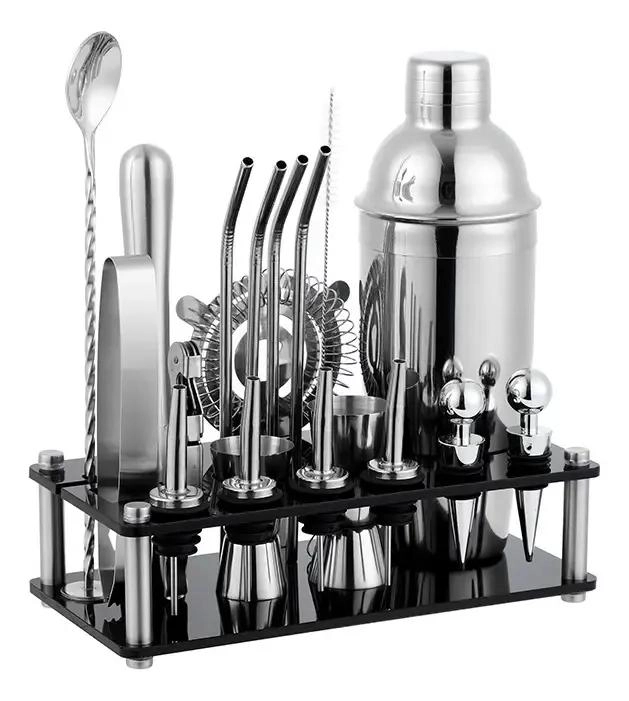 SET DE COCTELERA PARA BARTENDER CON 20 PIEZAS DE ACERO INOXIDABLE - 1