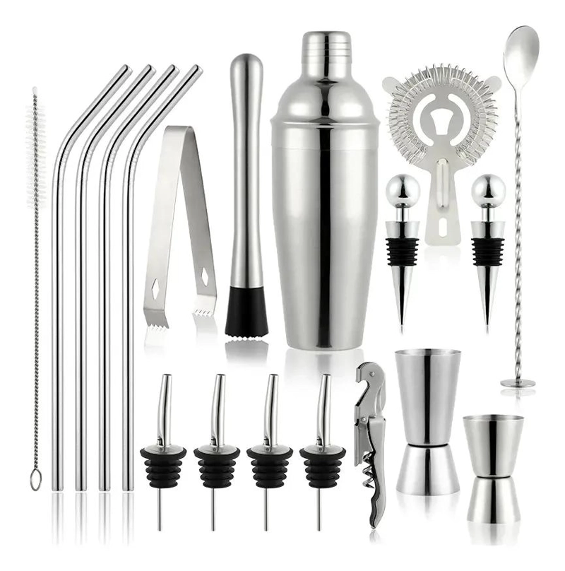 SET DE COCTELERA PARA BARTENDER CON 20 PIEZAS DE ACERO INOXIDABLE - 4