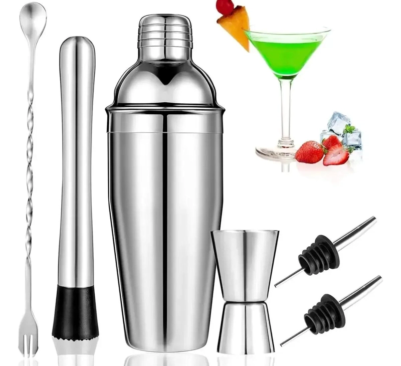 SET DE COCTELERIA DE 6 PIEZAS EN ACERO INOXIDABLE PARA BAR - 1