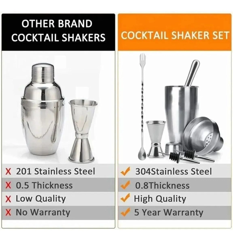 SET DE COCTELERIA DE 6 PIEZAS EN ACERO INOXIDABLE PARA BAR - 5