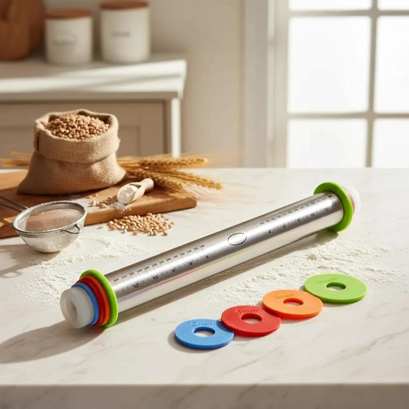 RODILLO AJUSTABLE DE ACERO INOXIDABLE PARA REPOSTERIA CON MEDIDAS VARIABLES - 1