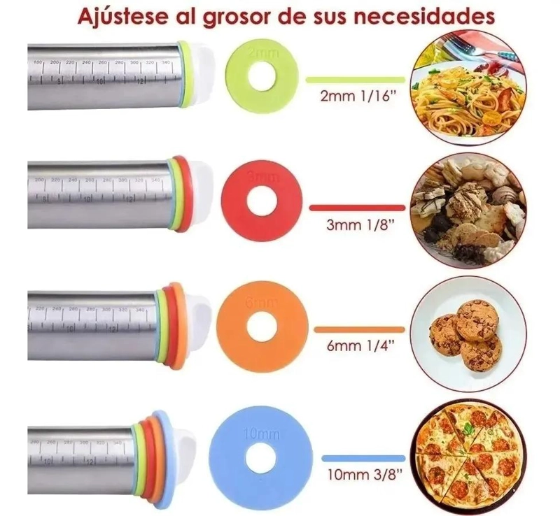RODILLO REGULABLE PARA FONDANT Y REPOSTERIA CON AJUSTE PARA PIZZAS Y GALLETAS - 5