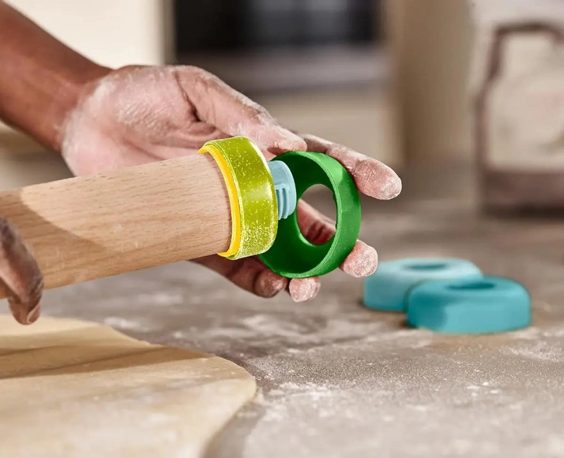 RODILLO AJUSTABLE DE MADERA CON DISCOS PARA MASA Y REPOSTERIA - 3
