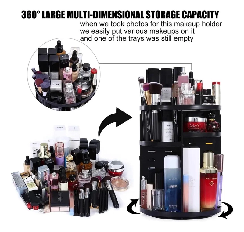 ORGANIZADOR GIRATORIO PARA MAQUILLAJE CON 4 COMPARTIMENTOS AMPLIOS - 4