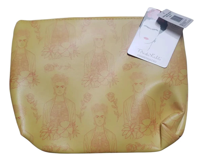 COSMETIQUERO AMARILLO CON DISEÑO ARTISTICO Y CIERRE SEGURO - 1