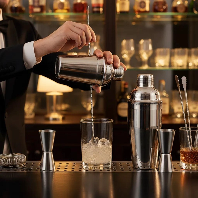 KIT DE BARTENDER CON COCTELERA Y 23 PIEZAS DE ACERO INOXIDABLE - 4