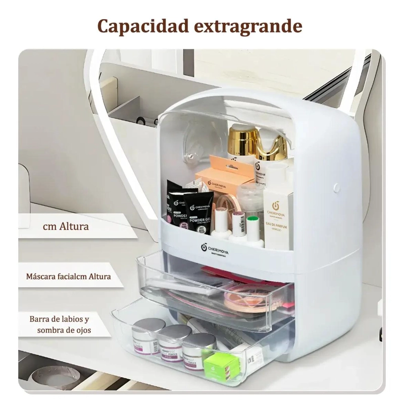 ORGANIZADOR DE COSME TICOS CON 3 CAJONES Y SEPARADORES AJUSTABLES - 3