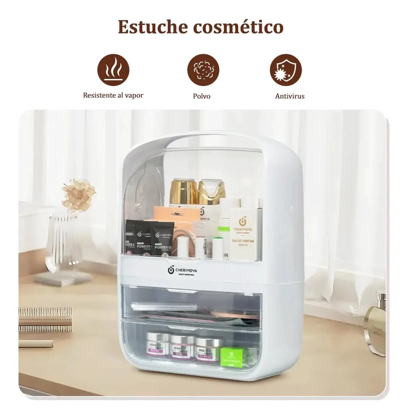 ORGANIZADOR DE COSME TICOS CON 3 CAJONES Y SEPARADORES AJUSTABLES - 4