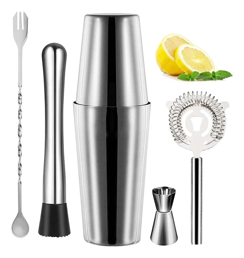 KIT COMPLETO PARA COCTELERIA CON COCTELERA BOSTON Y JIGGER - 1