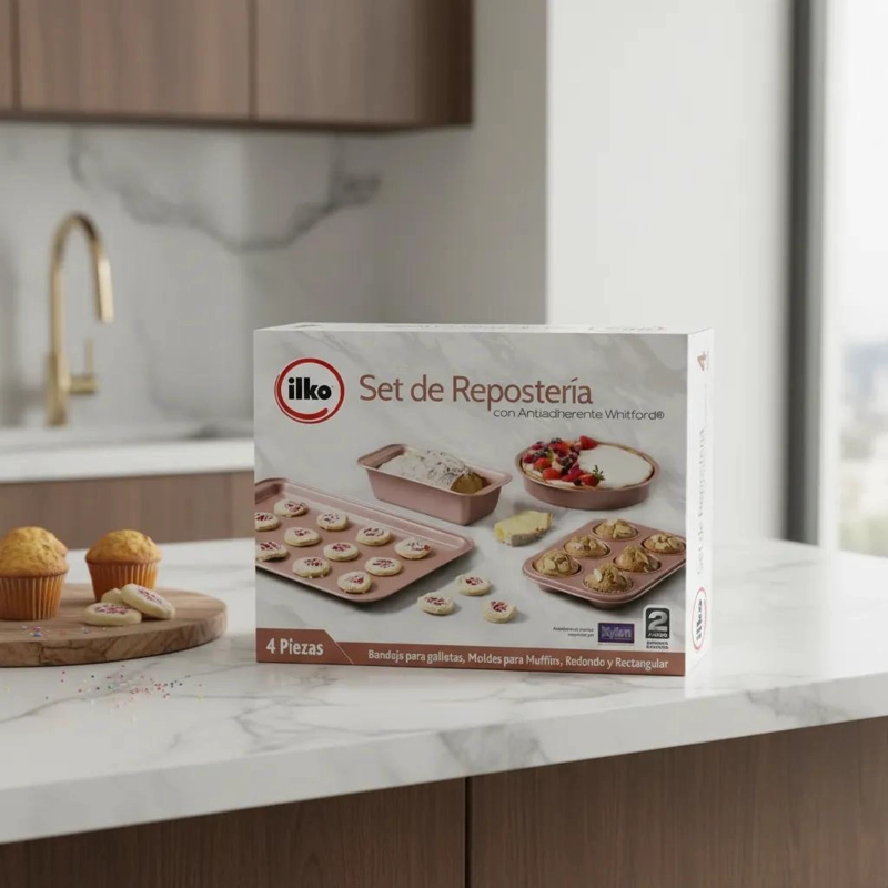 SET DE REPOSTERIA CON 4 PIEZAS ANTIADHERENTES DE ALTA CALIDAD - 2