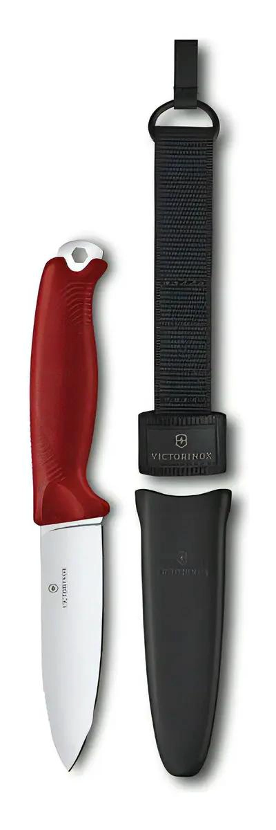 CUCHILLO DE COCINA CON MANGO ROJO Y HOJA AFILADA - 1