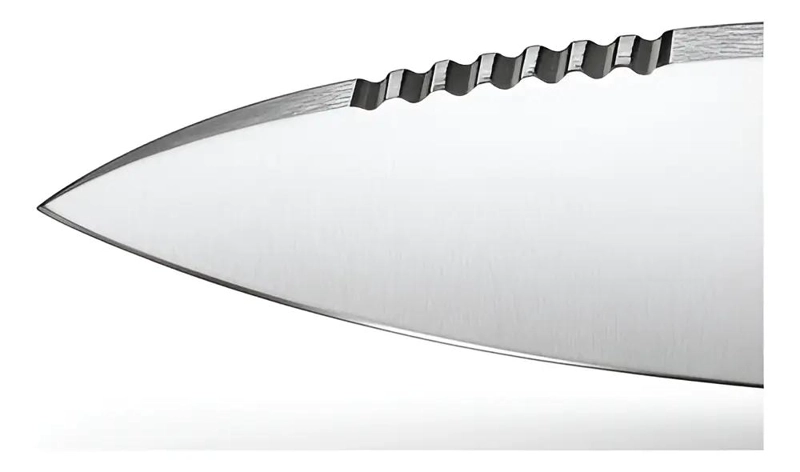 CUCHILLO DE COCINA CON MANGO ROJO Y HOJA AFILADA - 3