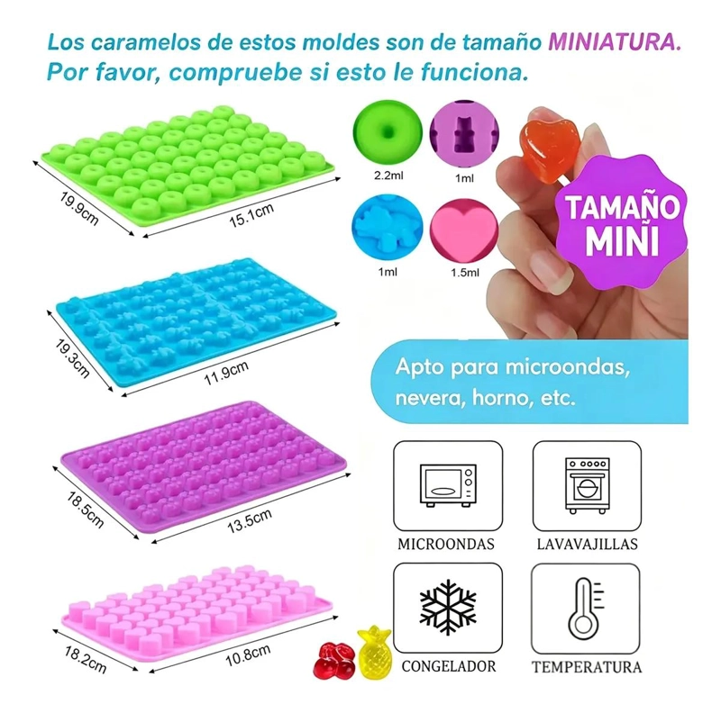 SET DE 4 MOLDES DE SILICONA ANTIADHERENTES PARA CARAMELOS Y CHOCOLATE - 2