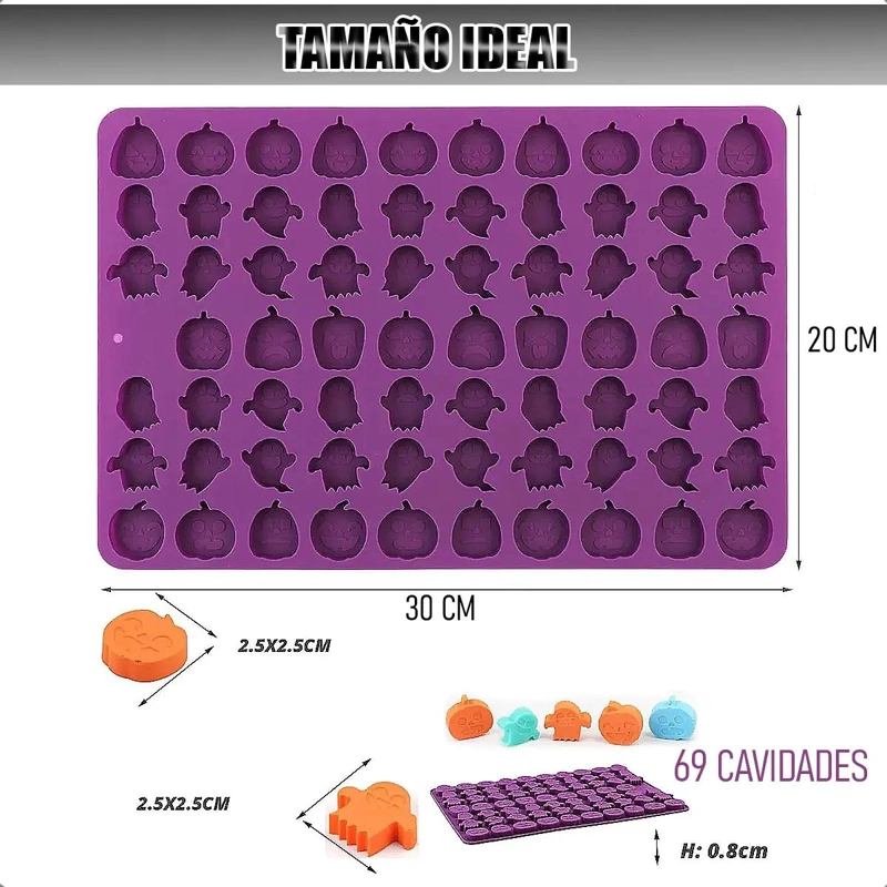 SET DE 2 MOLDES DE SILICONA PARA CHOCOLATE CON DISEÑO DE CALABAZA - 3