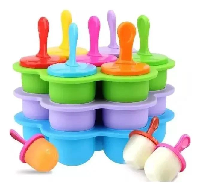 SET DE 7 MOLDES DE SILICONA PARA HELADOS Y PALETAS DE FRUTAS - 1