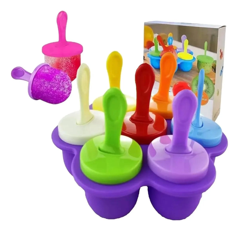 SET DE 7 MOLDES DE SILICONA PARA HELADOS Y PALETAS DE FRUTAS - 2