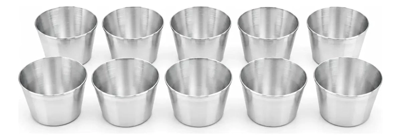 SET DE 10 MOLDES PARA TARTALETAS TIPO VASITO DE ALUMINIO DE 4,5 CM - 1