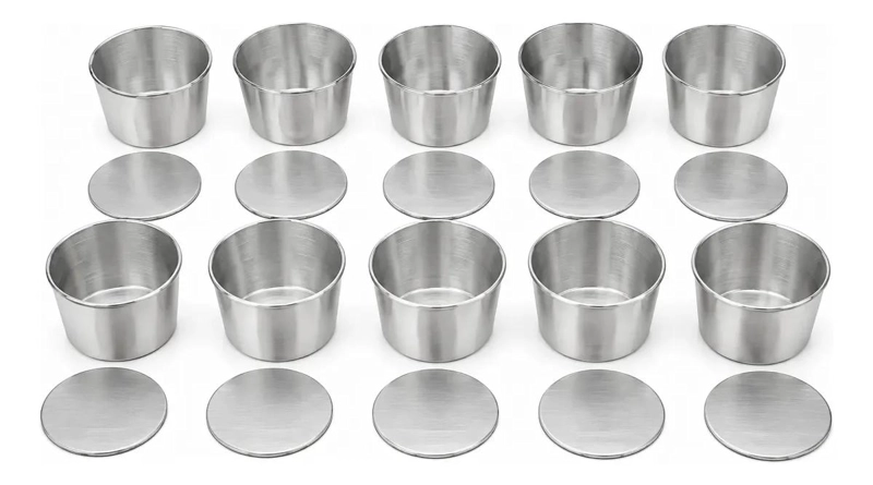SET DE 10 MOLDES PARA TARTALETAS TIPO VASITO DE ALUMINIO DE 4,5 CM - 3