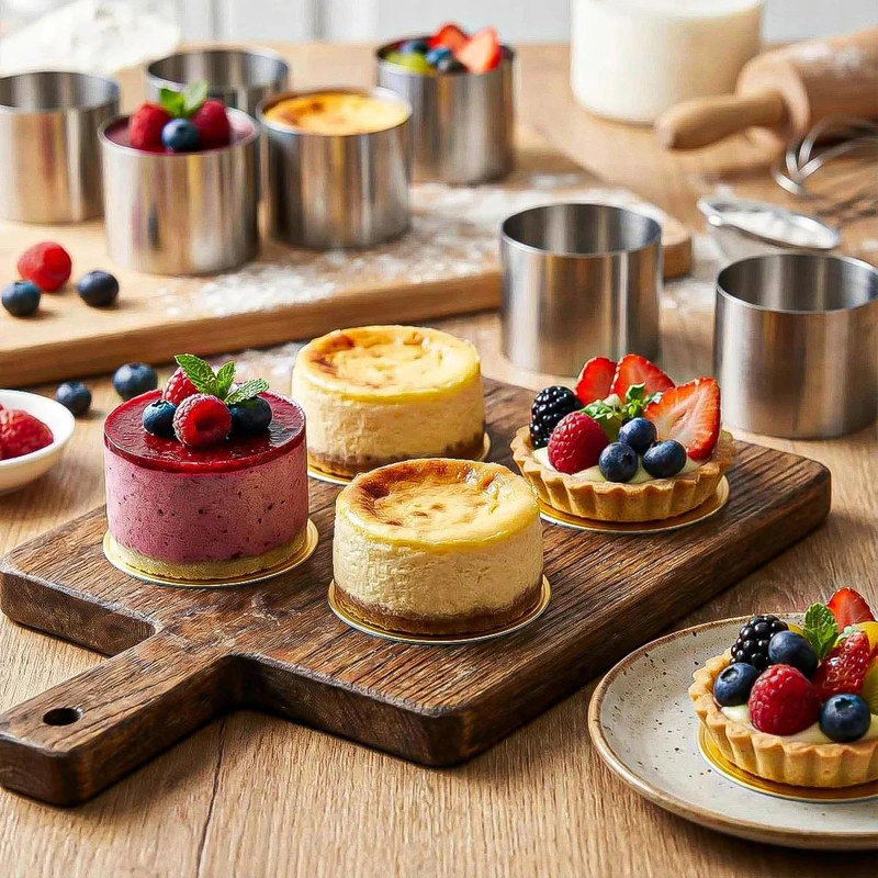 SET DE 4 MOLDES REDONDOS PARA MOUSSE Y PASTELES CON DISEÑO ANILLO - 5
