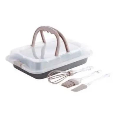 MOLDE PARA REPOSTERIA CON TAPA Y 3 ACCESORIOS COLOR ROSA - 1