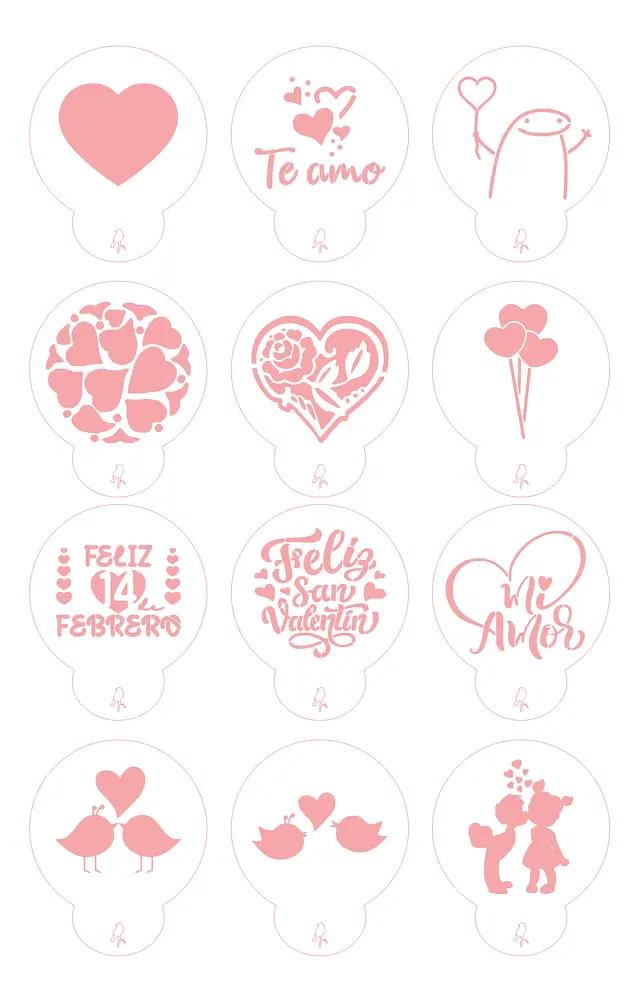 SET DE STENCIL PARA REPOSTERIA CON DISEÑOS DE AMOR PARA ALFAJORES Y GALLETAS - 1