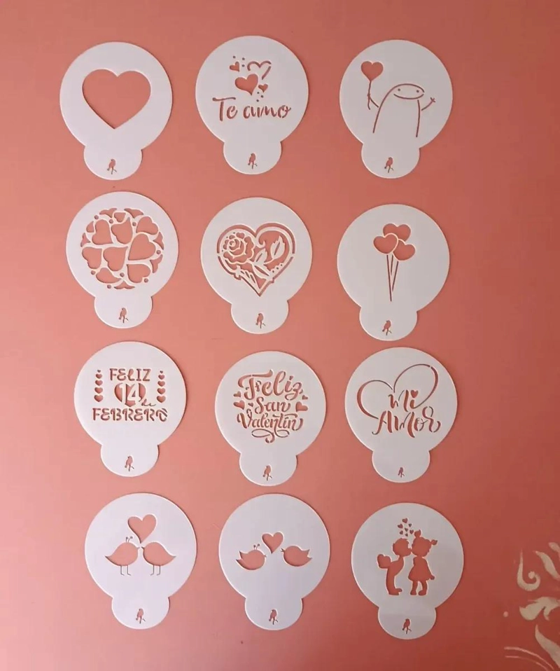 SET DE STENCIL PARA REPOSTERIA CON DISEÑOS DE AMOR PARA ALFAJORES Y GALLETAS - 2