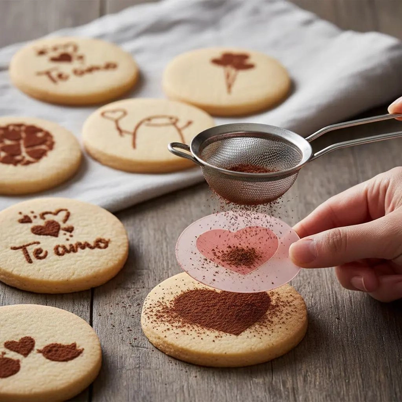 SET DE STENCIL PARA REPOSTERIA CON DISEÑOS DE AMOR PARA ALFAJORES Y GALLETAS - 4
