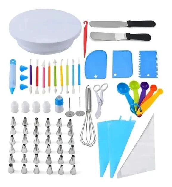 SET COMPLETO PARA REPOSTERIA CON PLATO GIRATORIO Y 66 PIEZAS DE DECORACION - 2