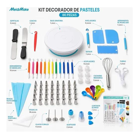 SET PROFESIONAL DE 60 PIEZAS PARA DECORAR PASTELES CON HERRAMIENTAS VARIADAS - 2
