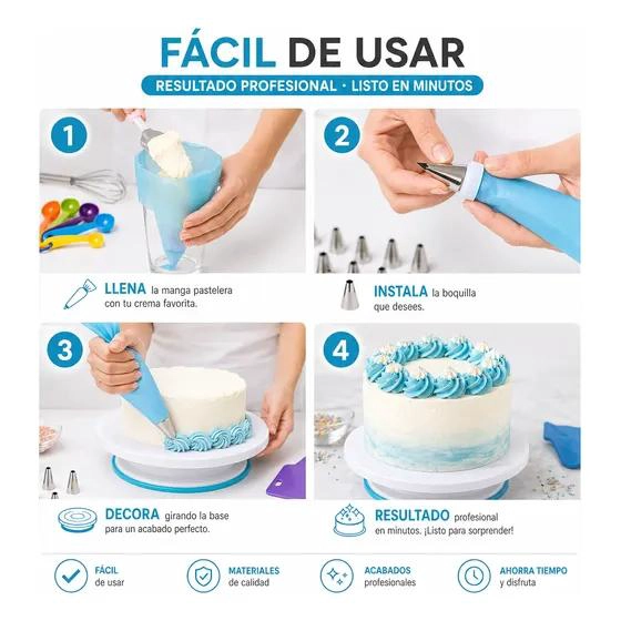 SET PROFESIONAL DE 60 PIEZAS PARA DECORAR PASTELES CON HERRAMIENTAS VARIADAS - 3