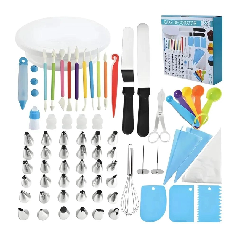 KIT COMPLETO DE 66 PIEZAS PARA DECORACION DE PASTELES CON BOQUILLAS VARIADAS - 2