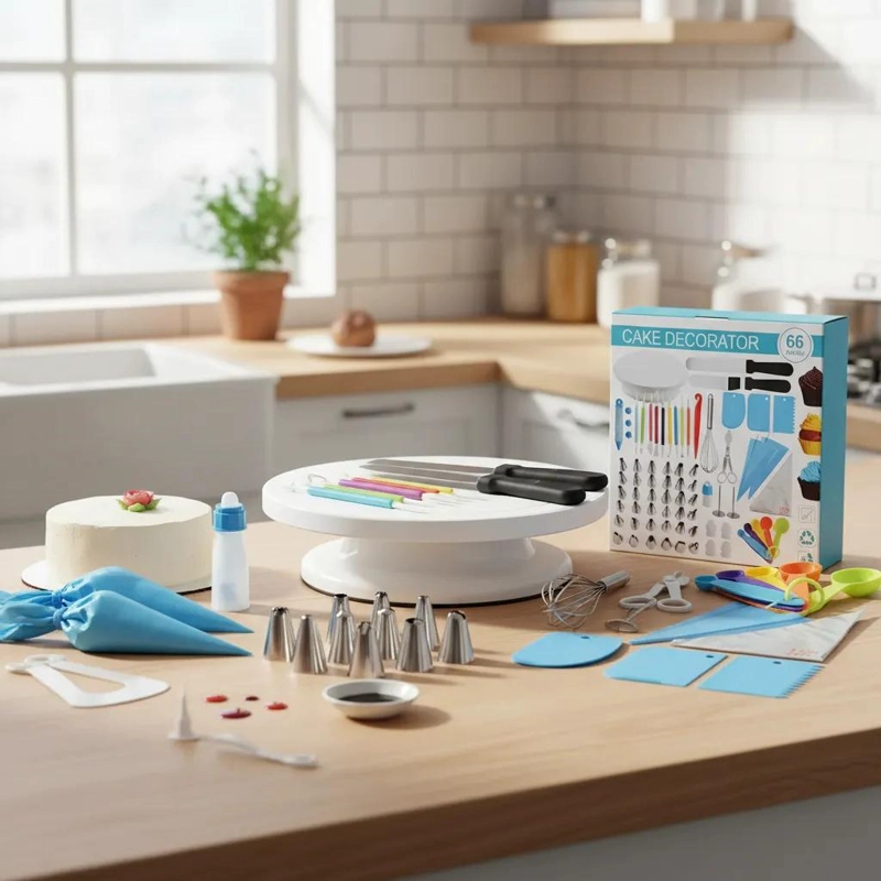 KIT COMPLETO DE REPOSTERIA CON PLATO GIRATORIO Y ACCESORIOS PARA DECORAR TORTAS - 1