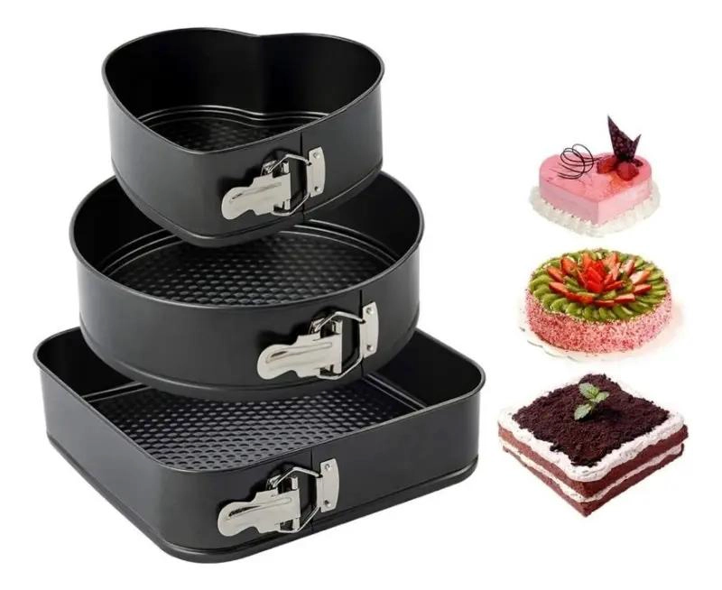 SET DE 3 MOLDES PARA PASTELES CON TAMAÑOS VARIADOS 24, 26 Y 28 CM - 1