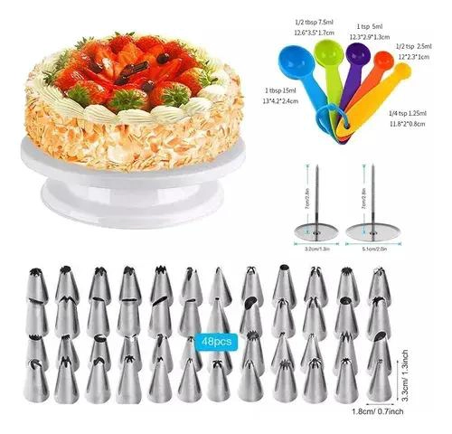 SET COMPLETO DE UTENSILIOS PARA PASTELERIA CON 66 PIEZAS Y BASE PARA TORTAS - 3